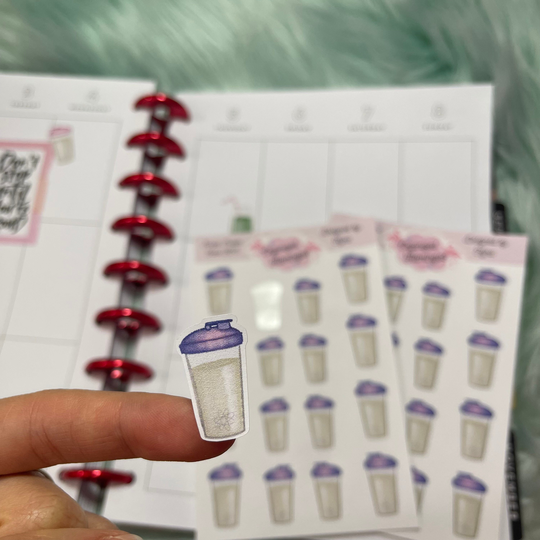 Purple Protein Shake Sticker Sheet Health Meal Tracking Productivity Stickers K013 By Kyra
