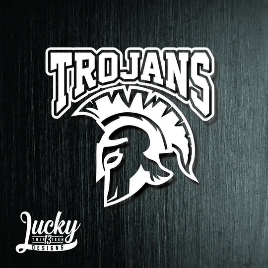 Trojans With Text Vinyl Decal