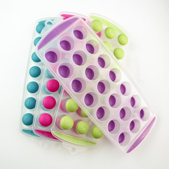 Ice Cube Tray, Silicone Ice Moulds Perfect for Chilled Drinks, Freezer, Baby Food, Whiskey and Cocktail, BPA Free(Any Random Color)