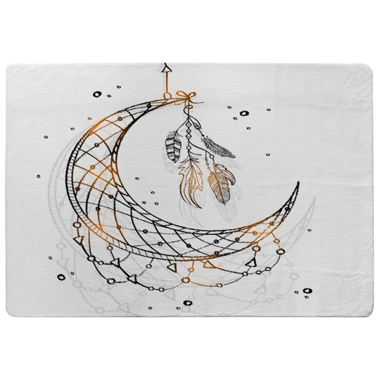 Huffman Dream Catcher with Crescent Moon Designer Shaggy White/Black Rug