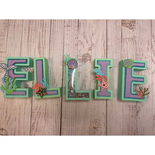 Mermaid 3D Letters, Custom 3D Letter, Bedroom Decor, Under The Sea Letters, Party Nursery Name