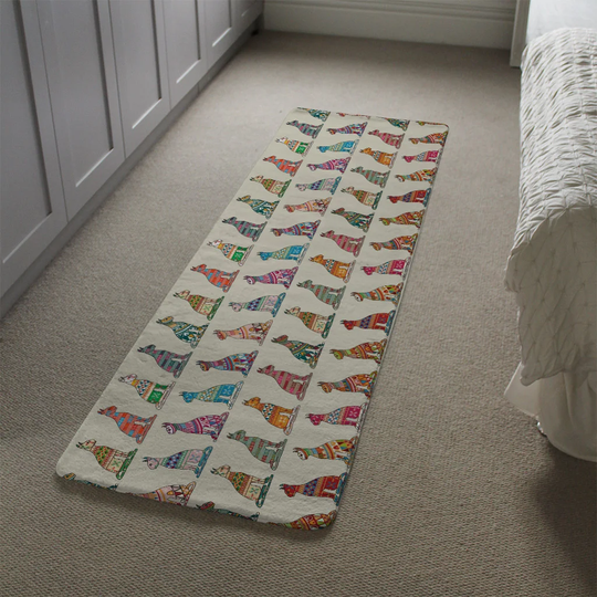 Ledezma Egyptian Cats Designer Shaggy Cream/Blue/Green Rug