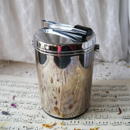 Retro Chrome Ice Bucket With Tongs