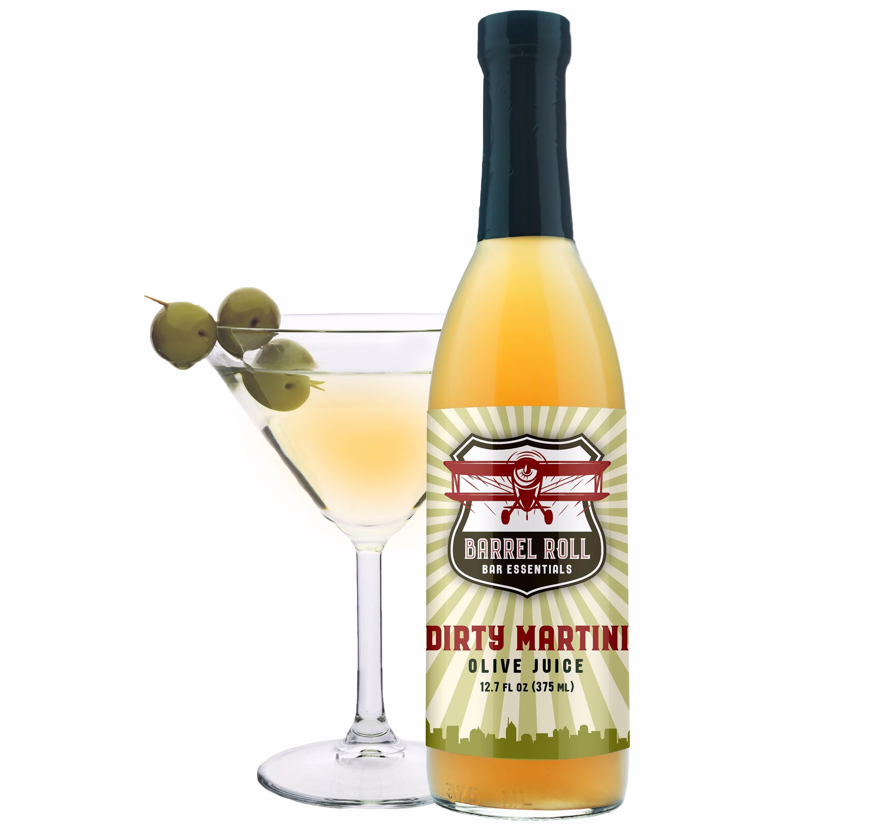 Dirty Martini Mix By Barrel Roll Bar Essentials - Excellent Gift - 12.7 Oz Bottle