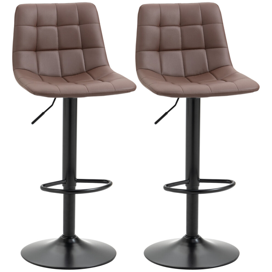 HOMCOM Bar Stools Set of 2 Adjustable Counter W/ Footrest Brown
