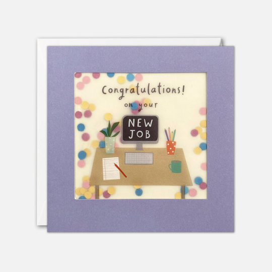 Desk New Job Card With Paper Confetti - Shakies By James Ellis