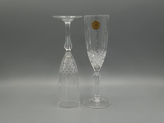 Pair Of Matching Crystal Champagne Flute Glasses, Vintage Drink Glasses