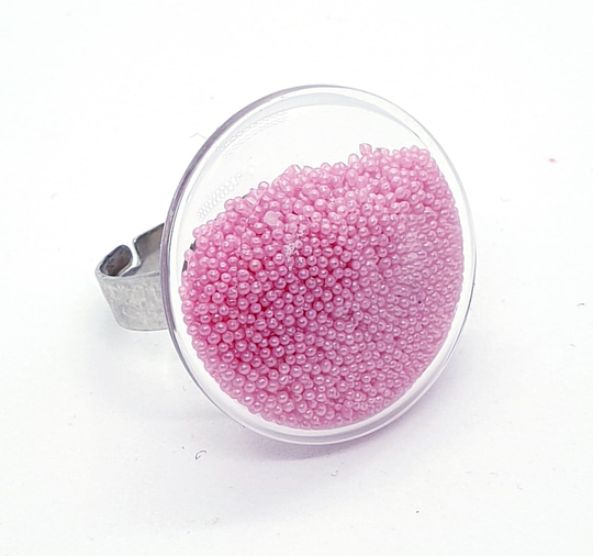 Rose Pink Bead Shaker Ring