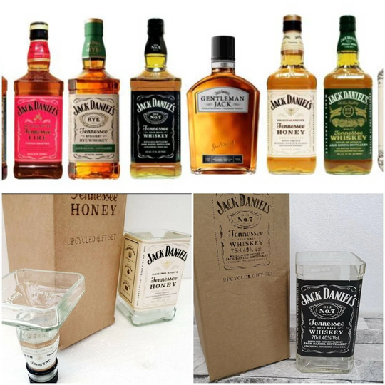 Glass Upcycled Handmade Jd Whisky Upcycled Glasses All Flavours Bottle Set Handmade