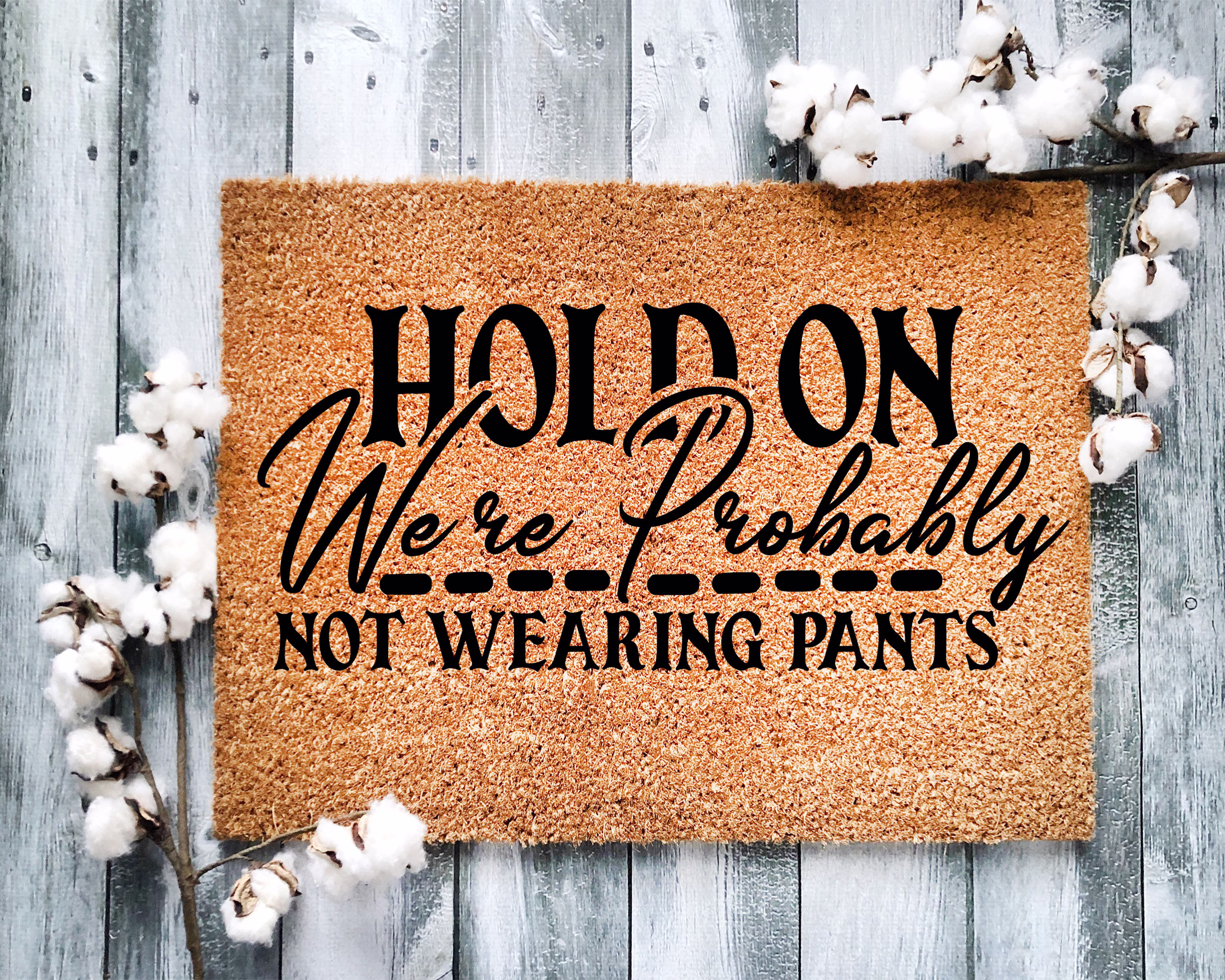 Door Mat, Funny Doormat, Hold On We Are Probably Not Wearing Pants, Home, Housewarming Gift, Welcome Closing Wedding Gift - 2086
