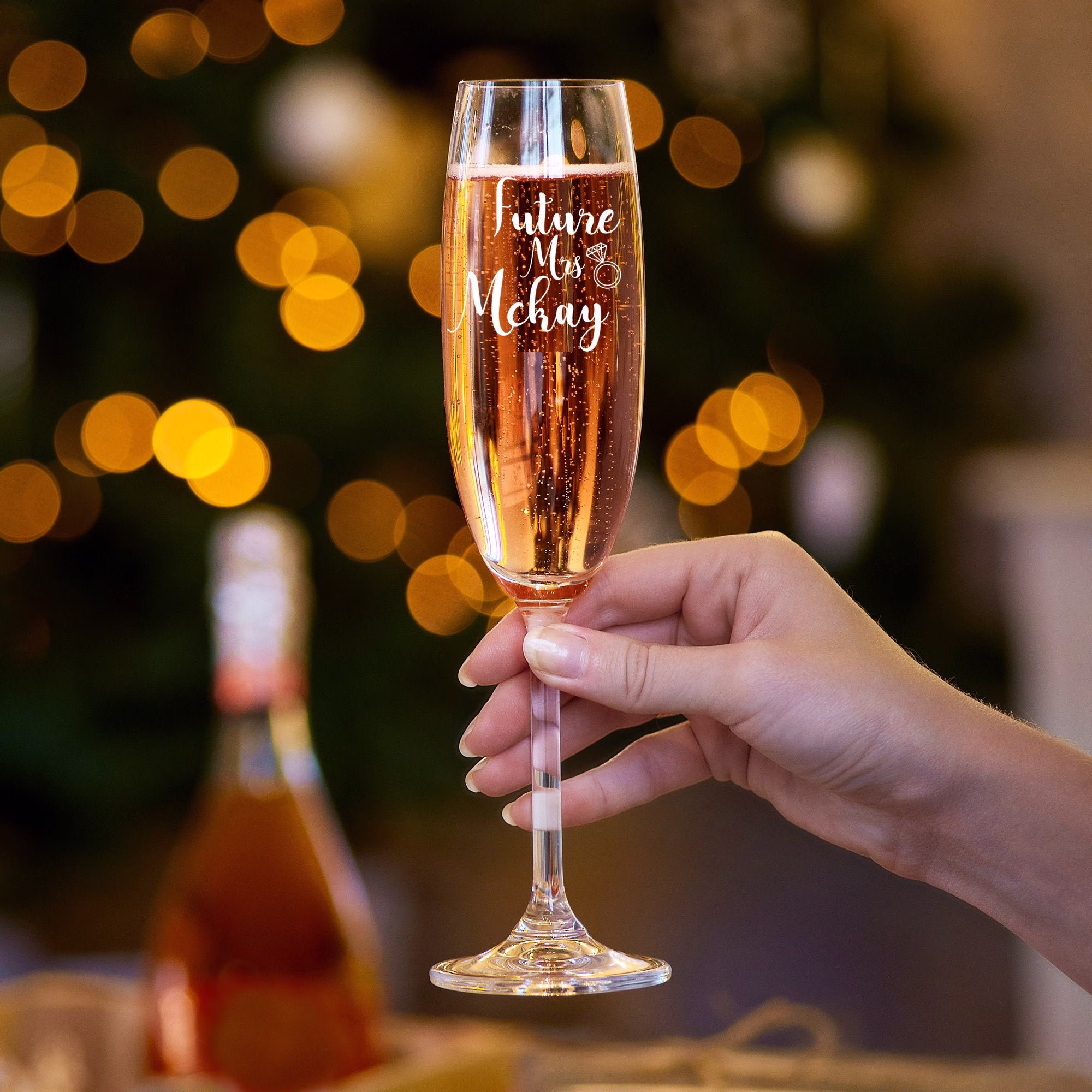 Personalised Engraved Champagne Glasses, Etched Flutes, Wedding Gift, Bride To Be Gift - Future Mrs