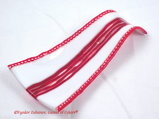 A Fused Glass Decorative Spoon Rest "A Strawberry Milk Shake
