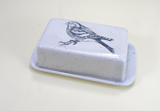 Bird Design Butter Dish Handmade Covered Food Safe Lead Free Glaze Stoneware Clay Domspottery Made in Cornwall UK
