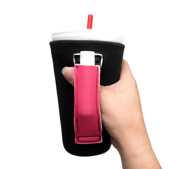 Black with Hot Pink 16Oz Pint Glass/Medium Fountain Drinks & Tumbler Handlersâ„¢ Patent Pending
