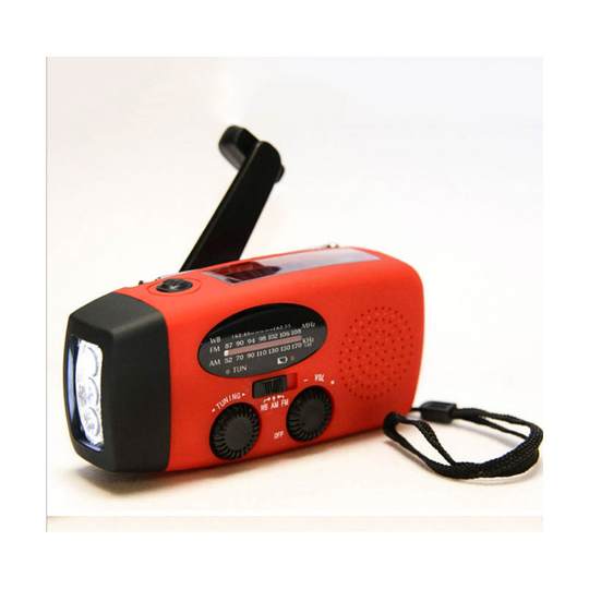 (red) Solar hand crank generator radio