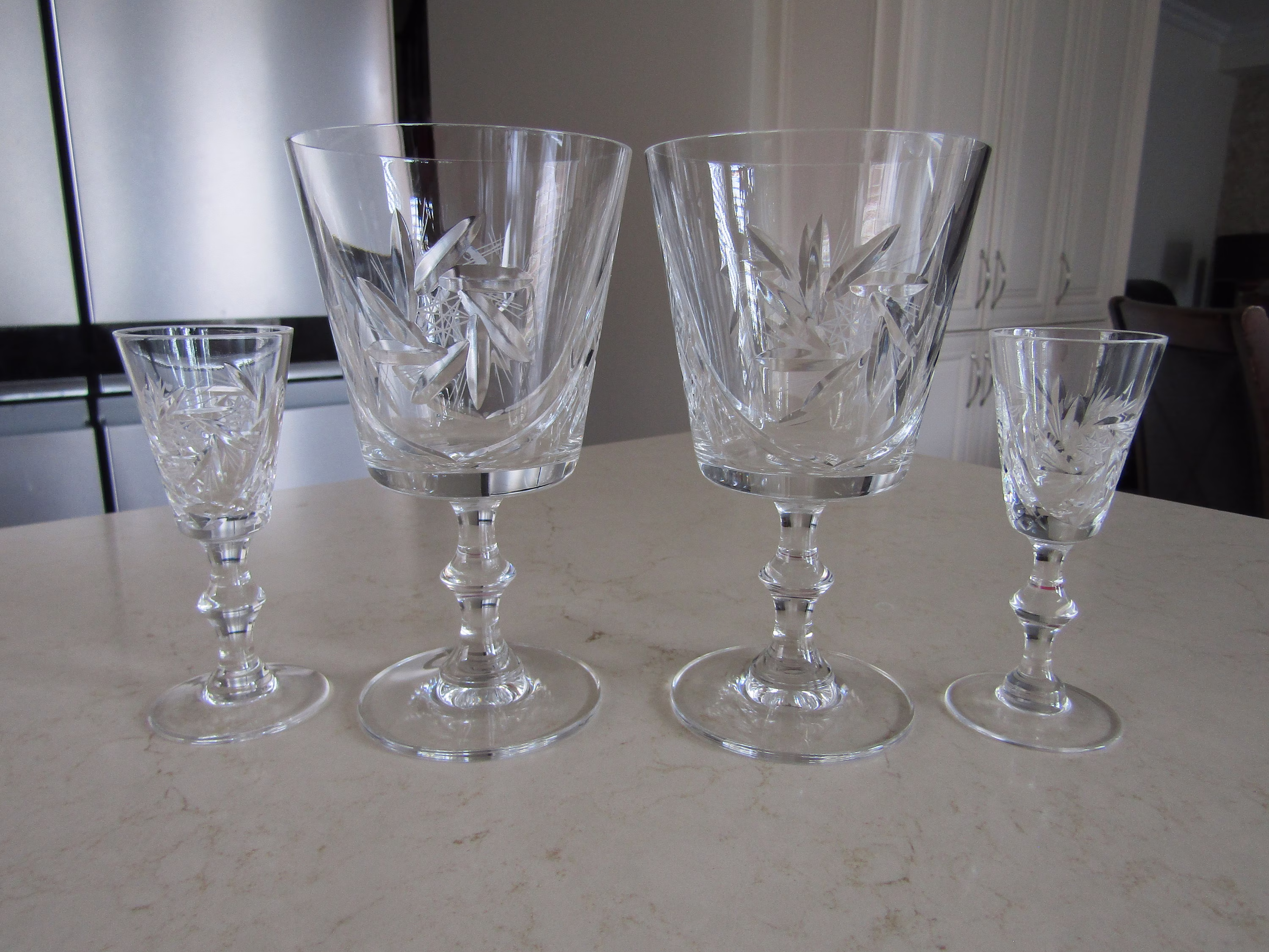 4 Pinwheel Crystal Glasses
