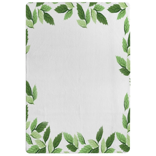 Peele Border Designer Shaggy White/Green Rug
