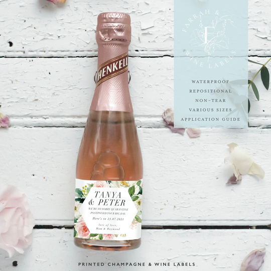 Postponed Wine Label For Couple | Champagne Wine Label Wedding Gift| Quarantine Personalised Fewl02Q
