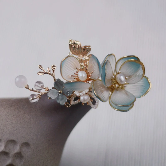 Peony Hairpin, Hair Crown Side Clip, Tassels Stick, Step Shake Pin, Hanfu Pins, Flower Jewelry