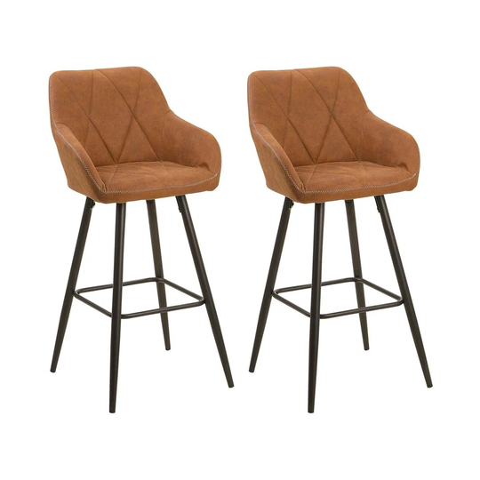Set Of 2 Fabric Bar Chairs Beige