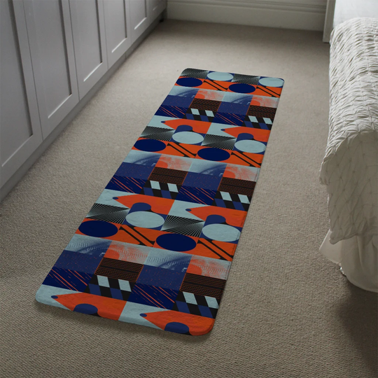 Maeda Deconstructed Postmodern Inspired Artwork Designer Shaggy Navy/Red/Black Rug