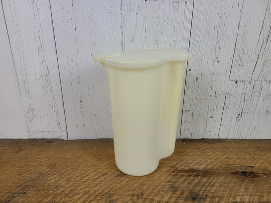 Vintage Tupperware Container with Lid & Flip Top Pour Spout For Liquids Beige Jug Fridge Storage Retro Camping Picnic Outdoor Lunches Pantry