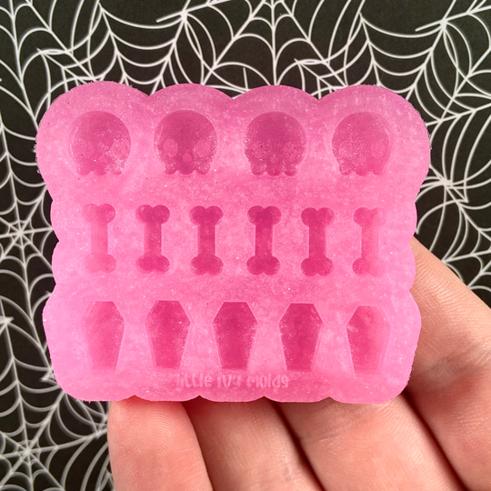 Scary Skeletons Shaker Bits - Stud Earring Mold Cute Halloween Silicone Made To Order