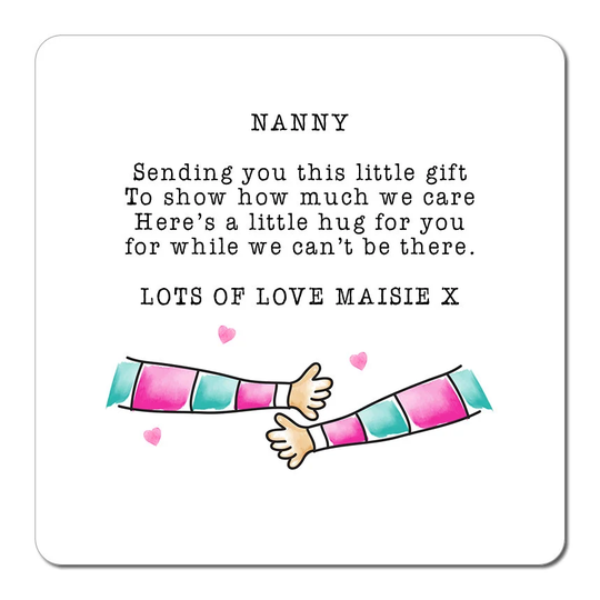 Personalised Pocket Hug Gift Metal Fridge Magnet - Thinking Of You Missing Bestie Nanny Grandad Boyfriend Keepsake Sentimental