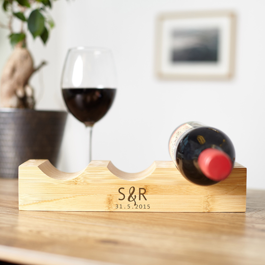 Personalised Monogrammed Bamboo Wine Rack - Lovers Gift