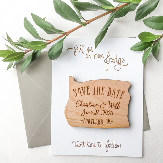 Oregon Wood Save The Date Magnets