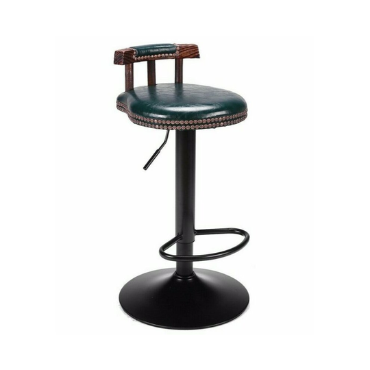 (green) Industrial Retro Urban Bar Stool Chair Leather Top Vintage Cafe Counter Seat