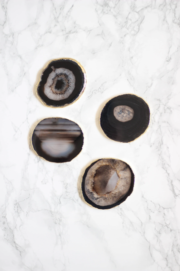 Black Round Agate Coaster | New Home Gift Stocking Filler Christmas