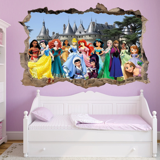 Princess Characters Castle Wall Sticker Mural Poster Decal Girls Room Nursery Decor Id710