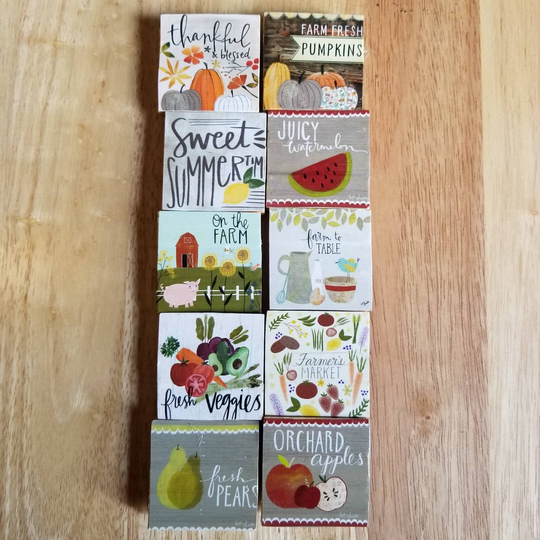Farmhouse Style Wooden Magnets Handmade Set Of 2 Natural Wood