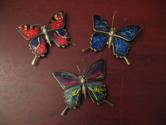 Butterfly Fridge Magnets Set Of Three - Glitter Glittery Butterflies