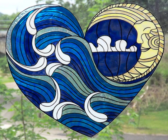 Wicoart Sticker Window Color Cling Vitrail Stained Glass Decal Handpainted Heart Of The Ocean Suncatcher