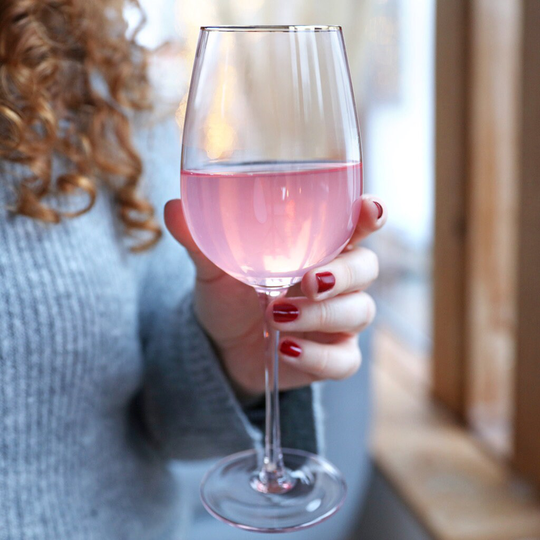 Gold Rimmed Pink Wine Glass