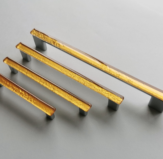Modern Classic Gold Fused Glass Pull. Color Cabinet Handle. Pull 0003