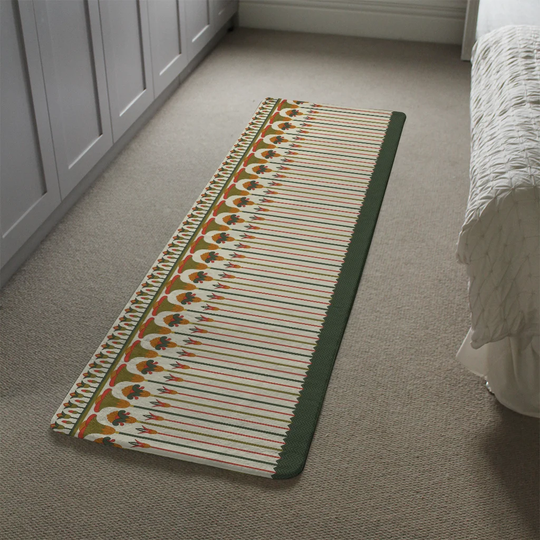 Lirette Egyptian Ornament Designer Shaggy White/Green Rug