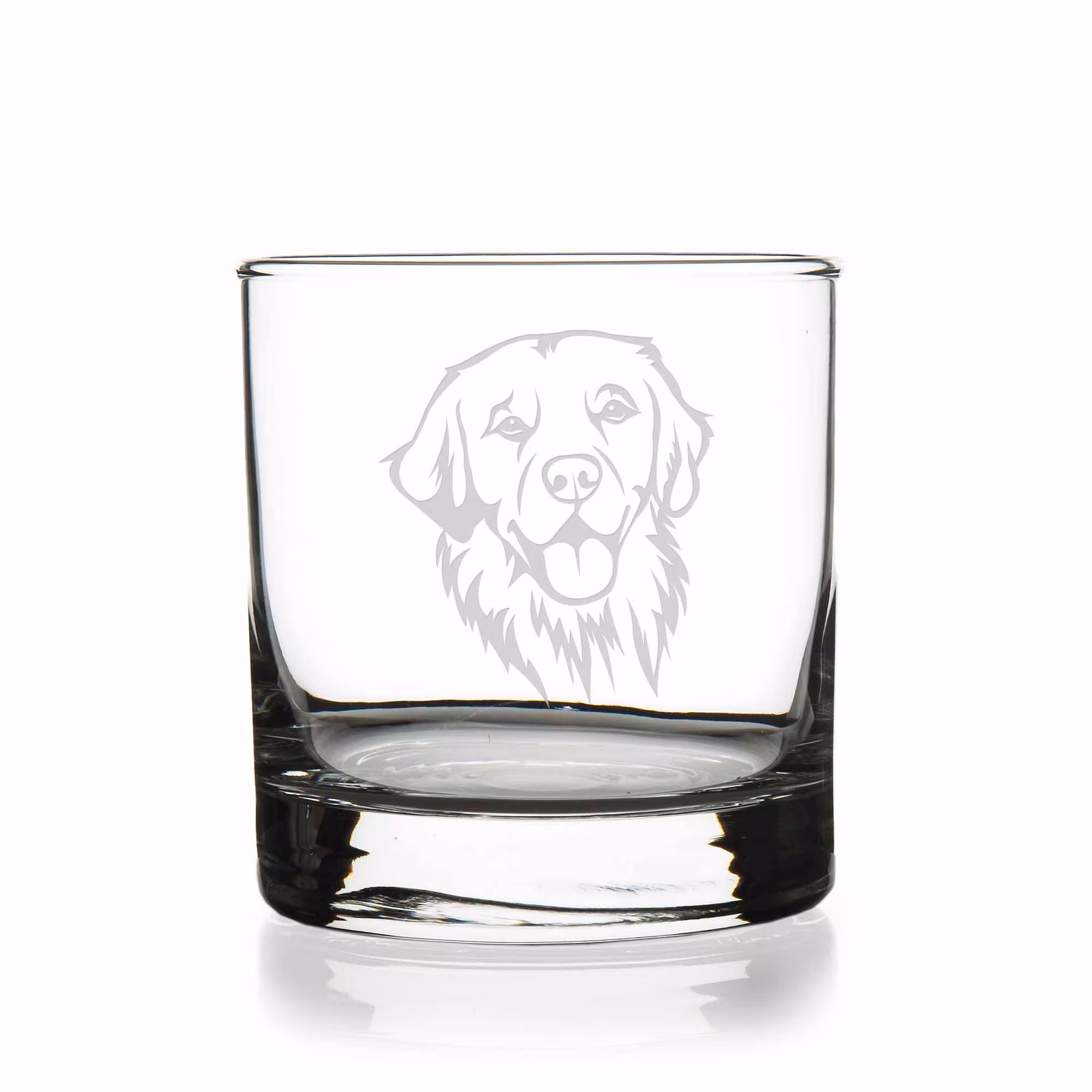 Golden Retriever Dog Face Round Rocks Glass - Retriever, Gift, Whiskey Glass, Dad