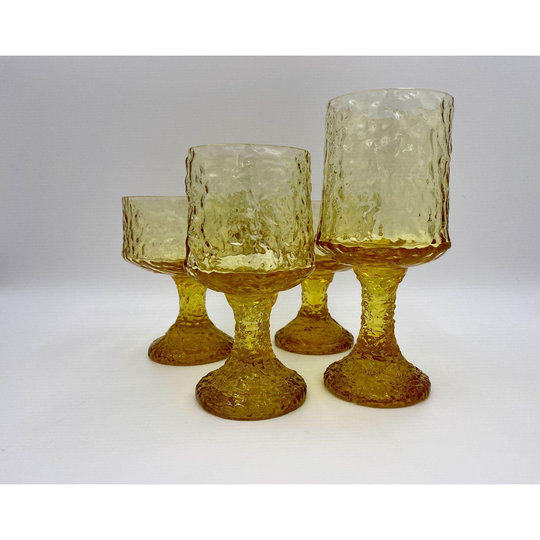 4 Lenox Crystal Impromptu Yellow Stemware Cocktail Glasses