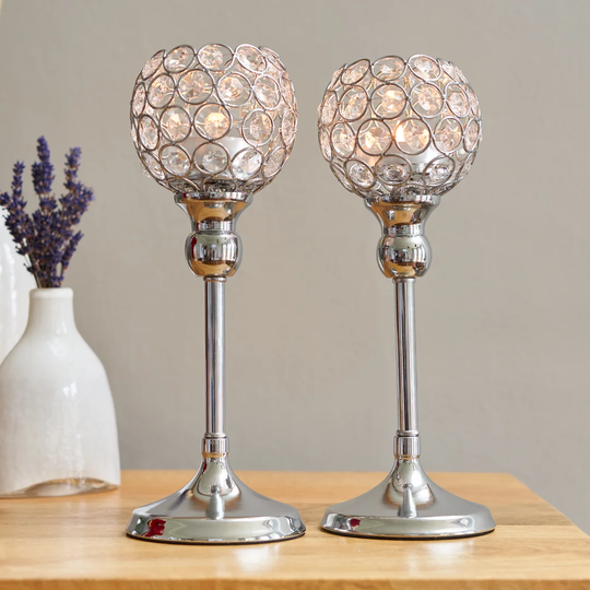 2 Piece Crystal Tabletop Candelabra Set