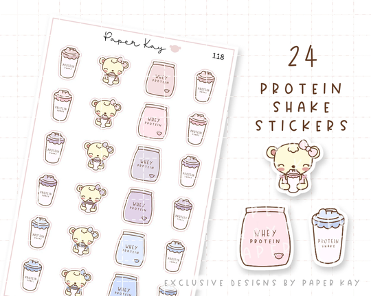 Protein Shake Planner Stickers | Dot The Bear By Paper Kay 118