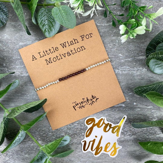 A Little Wish For Motivation - Beaded Bracelet, Garnet, Crystal Healing Crystals, Gift, Garnet Bracelet