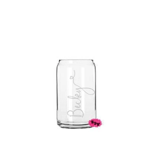 Beer Can Glass, Engraved 16Oz. Pint Etched Personalized Glass Can