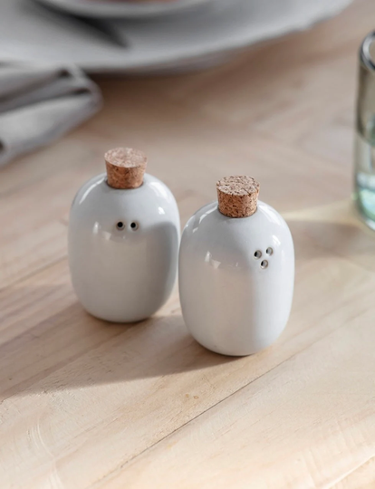 Sale - Ceramic Salt & Pepper Shakers With Cork Stopper Lid Warm White Rustic Kitchen Storage Pantry