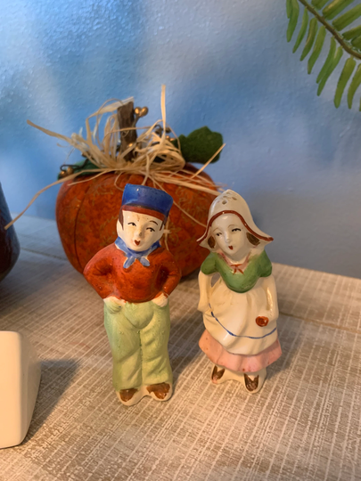 Vintage Japan Salt & Pepper Shaker Set Man Woman Holland Danish
