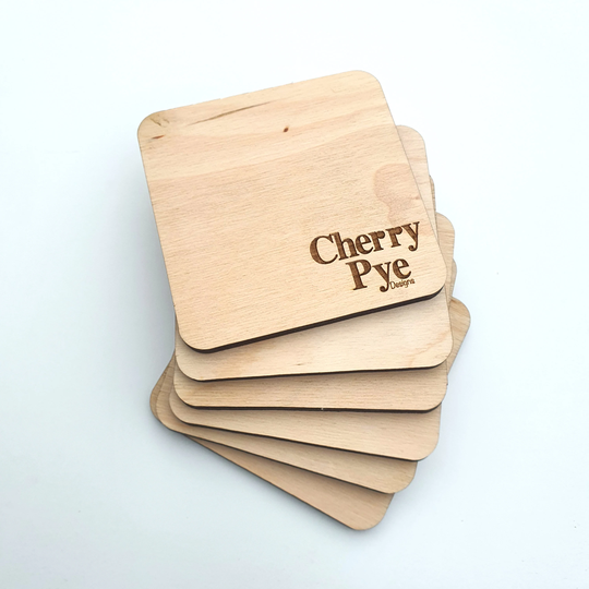 Set Of 4 Or 6 Blank Wooden Coasters 10 cm Square Round 5mm Laser Plywood For Craft Diy Decoupage Paint & Pyrography