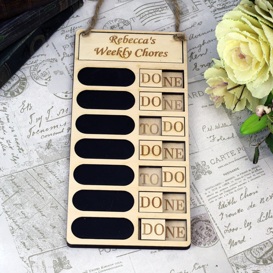 Custom Wooden Chore Chart, Record Chores & Tasks On This Editable Weekly Board, To Do Task Tracker, Make It Magnetic