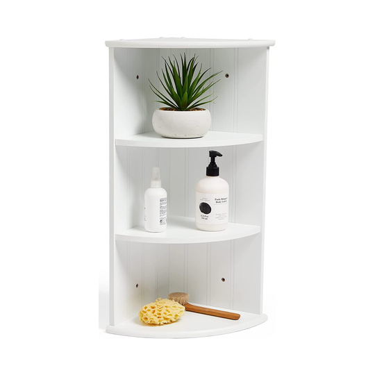 Wooden 3 Tier Shelving, White Storage Display Unit, Freestanding Or Wall Mounted